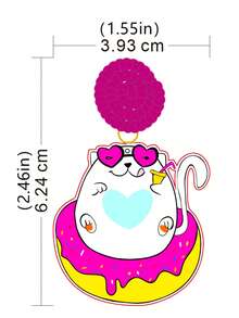 Pink Snail 手工制作创意有趣可爱种子珠甜甜圈猫个性耳钉，丙烯酸树脂动物爱好者吊坠耳环，适合女士和女孩，夏季冬季假日海滩派对礼物 - 甜甜圈貓 - 查看 3