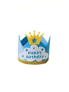 1 件生日快乐皇冠帽 - 带皇冠和闪光带的织物派对配件，非常适合照片道具和主题庆祝活动 - 彩色 - 查看 8