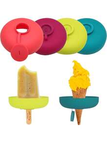 Silikonhalter für Eiscreme, Sommereislutscher-Halter, auslaufsicherer Waffelhalter mit Tropfschutz, tragbares Kinder-Eiswürfelfach mit Tragetasche für unterwegs - spülmaschinenfest