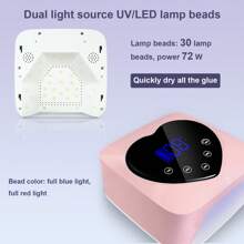 Lámpara de uñas UV LED inalámbrica con 2 limas, doble fuente de luz UV/LED, recordatorio inteligente de bajo consumo, 5 temporizadores, control táctil y sensor automático, secado rápido (rosa)