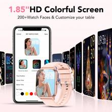 Smart Watch For Android And IPhone, 1.85 Inch Fitness Tracker, Men Women's Smartwatch With Answer/Make Calls/112+ Sports Modes/Message Reminder, IP68 Waterproof, For Gift Black