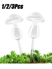 1pc Mushroom Shape Transparent Glass Watering Can, Plant Watering Globes, Glass Automatic Slouchy Drip Watering Watering Drip Irrigation Glass Waterer, Household Plant Automatic Drip Irrigation Watering Device For Indoor Outdoor Home Garden Potted Plants
