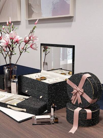 1roll Glitter Zwart Zilver Wallpaper Peel Stick Self Adhesive Removable Bedroom Walls Fabric Contact Paper Cabinets Drawer Dresser Room Home Wand Bathroom ation Stuff Living Ho Art Wallpapers Stickers Sticker view 11