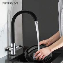 Black Chrome 1 Hole Kitchen Sink Taps - Black Chrome - View 2