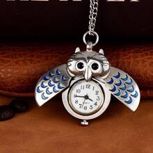 Montre collier vintage de mode en alliage rétro en forme de hibou pour hommes et femmes, cadeau d'anniversaire