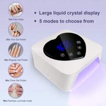 Lámpara de uñas UV LED inalámbrica con 2 limas, doble fuente de luz UV/LED, recordatorio inteligente de bajo consumo, 5 temporizadores, control táctil y sensor automático, secado rápido (blanca)