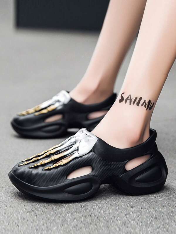 Men's Fashion Claw Patterned Garden Shoes, Breathable EVA Perforated Sandals
