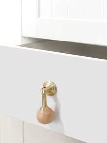 2 Peças Puxador de Madeira de Nogueira Chinesa Retrô com Base de Latão, Puxador Redondo Pequeno Vintage para Móveis de Armário e Gaveta