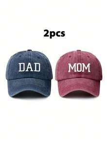 2pcs Unisex DAD+MOM Custom Printed Vintage Baseball Cap, Fashionable Dad & Mom Hat For Men & Women, Adjustable Cap Size, Suitable For Outdoor & Daily Wear, Ideal Gift For Festivals & Truck Drivers - Custom Text - View 22