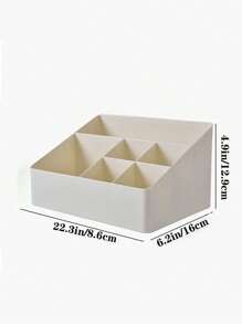 1pc ABS Desktop 6-Compartment Storage Box, Home Organizer For Nightstand, Makeup, Bathroom, 6 Compartments For Storage