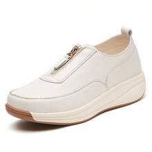 Plus Size Women's Casual Zipper Thick Sole Soft Material Work Shoes