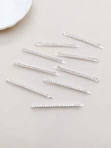 Assorted Fashion Simple Versatile Rhinestone Hair Clips, For Daily Use Claw Clips Hair Claws Hair Barrettes, School Stuff, Looks Of Party, Hair Accessories - Silver - View 7