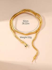 1pc Unique Design Snake Pattern Necklace Collar, Elegant Casual Style - Yellow Gold - View 5