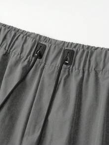 Plus Size Men's Casual Solid Color Multi-Pocket Cargo Shorts - Light Grey - View 4