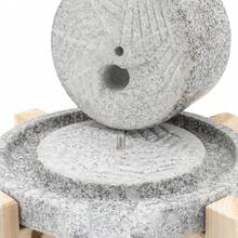 HOHOBLA Stone Grain Mill, Natural Granite Handmade Stone Mill Grinding Tool Manual Stone Grinder Paste Mill With Filter Bag, Ancient Grinding Stone Millstone For Grind Dry And Wet Foods (With Stand) - 淺灰色 - 查看 5