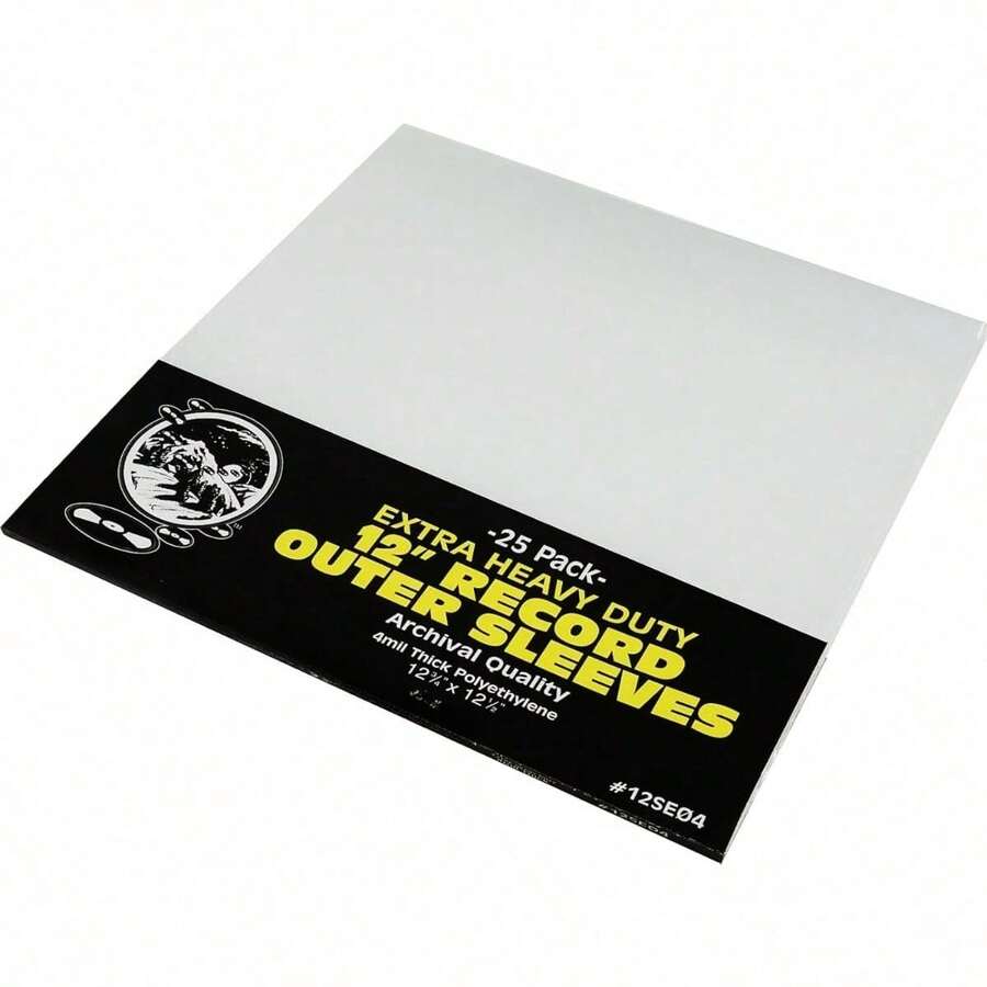 (25 Pack) 12 Inch Record Outer Sleeves - Archival Quality - Extra Heavy Duty 4 Mil Thick - Soft Virgin Polyethylene - 25 - 查看 1