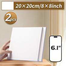 2 包预拉伸帆布板、木质框架、布料材质、多种尺寸适用于绘画、素描、油画、丙烯画、蛋彩画、艺术家、专业人士、成人的艺术用品 - 包括 5x7、8x10、6x6、8x8、12x12、9x12、12x16、16x20 英寸、返校、学校用品