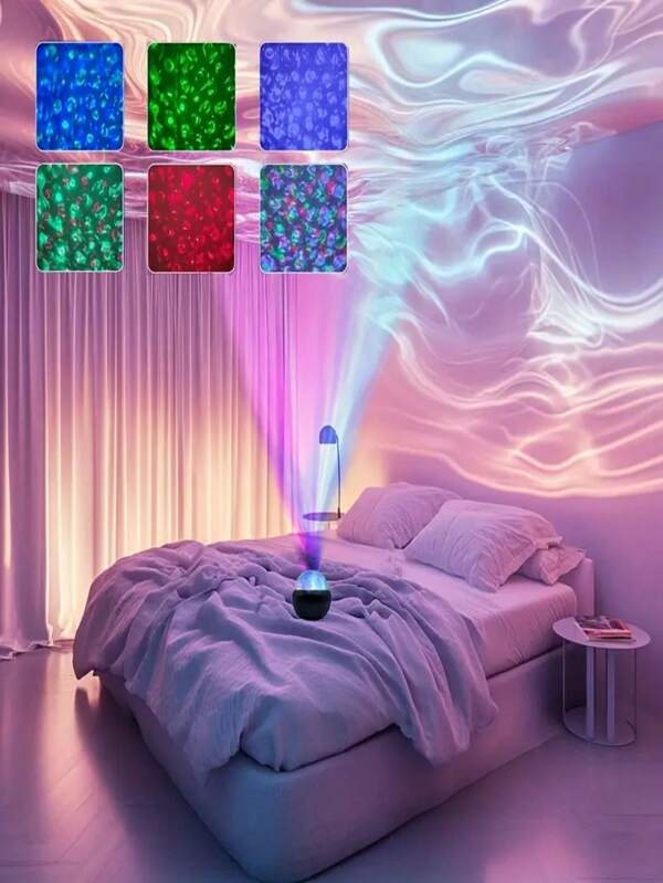 1pc Starry Sky Wave LED Night Light - 7 Color Changing Modes, Remote Control, USB Powered Gift Lamp, Suitable For Office, Novelty Starlight, Enhances Ambiance, Office Decor | Ambient Lighting | USB Powered Light, LED Table Lamp