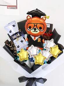 8pcs/Set Graduation Balloon Decor, Includes Graduation Cap, Trophy, Certificate, Owl Shaped Balloons, Creative Balloon Bouquet For Graduation Party - Multicolor - View 3