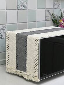 1 件乡村风格微波炉防尘罩布，日常客厅餐桌茶几装饰布，桌面保护，家庭餐桌节日装饰布，适用于微波炉、盘垫、床头柜罩、派对桌布