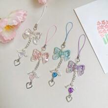 1PC Y2k Fashion Charming Bow Angel Wings Mobile Phone Chain, Women's Jewelry Accessories Are Suitable For Decorating Mobile Phones, Bags, Wallets, Furniture And Decoration Accessories. Come And Buy Them