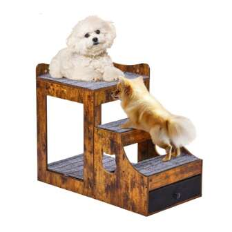 Escaleras internas para mascotas, perros y ratas, con cajón de almacenamiento marrón para un fácil acceso y organización, amigable para mascotas