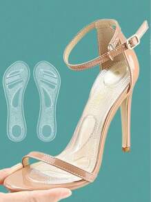 1 Pair Self-Adhesive Adjustable 3/4 Length Shock-Absorbing Anti-Slip Insoles, Suitable For Women's High Heels, Sandals, Heels, Wedges