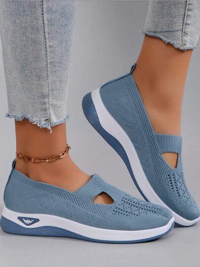 Medelålders och äldre damskor som andas med mjuka sulor på glidtyg, Plus Size