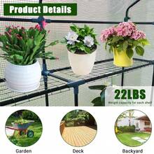 Walk-In Greenhouse For Outdoors,57 X 57 X 76''/57 X 85 X 76'' Portable Greenhouse,3 Tiers 6 Shelves Green House Kit W/ Zippered Door Anchors And Ropes, Plant Garden Hot House For Garden Patio Backyard - Green-143*143*195cm - 查看 6