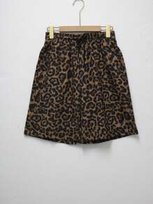Men's Leopard Print Drawstring Waist Straight Leg Casual Shorts, Breathable & Cool For Summer Vacation & Beach
