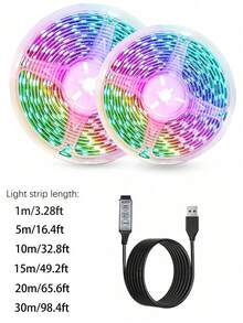 1 pieza Tira de luces LED RGB 5050 de 5V, luz de ambiente con controlador USB de 3 teclas para cambio de color para iluminación trasera de TV, sala de estar, dormitorio - Multicolor - Ver 12