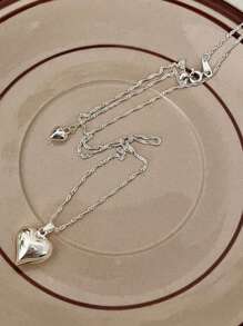 1pc Coração Forma Borlas Colar Ajustável Para Mulheres, Design Minimalista Delicado