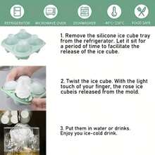 1pc 4-Grid Rose Ice Cube Mold, Home Ice Maker, Ice Storage Ice Box 5.5"X5.5"