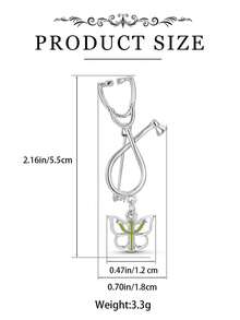 Fashion Charm Stethoscope Butterfly Brooch Department Medical Tools Pin Lanyard Bag Lapel Badge For Doctor Nurse Friend Jewelry