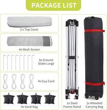 Pop Up Gazebo, 10x10 Outdoor Canopy Tent With Mosquito Netting, Pop Up Canopy Tent With Curtains/Adjustable Height/Wheeled Carrying Bag For Patio Garden Backyard Lawn - 灰色 - 查看 4