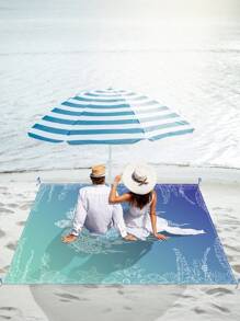 SHENG CHUN 1pc Personalized Ocean Animal Print Beach Blanket, Comes With Drawstring Carry Bag, Multiple Sizes, Suitable For Group Gatherings & Family Vacations, Essential For Beaches, Lawns, Foldable, Moisture-Proof, Waterproof, Non-Stick Sand, Outdoor Camping Mat, Portable Picnic Rug Summer Travel,Vacation Holiday Bathroom Decor Beach Essentials