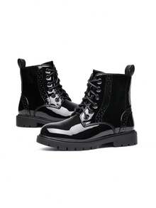 Botines de combate con cremallera lateral para niños y niñas (bebés/niños pequeños) - Negro - Ver 10