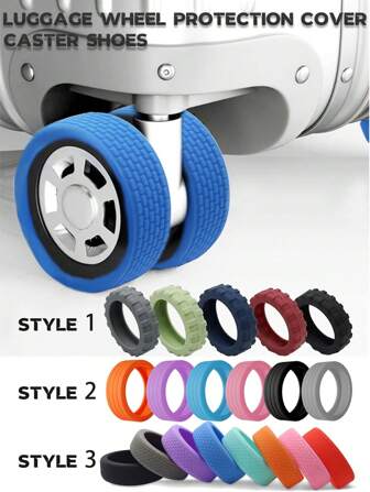 1/4/8 غطاء واقي من السيليكون للجنسين لعجلات الأمتعة ، مقاوم للصدمات ، هادئ ومنخفض الضجيج ، ضروريات السفر ، مناسبة للسفر والتخييم العائلي والشواطئ الخارجية والعطلات الصيفية والعودة للمدرسة