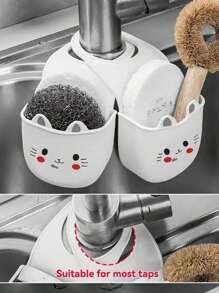 1pc/2pcs/3pcs Simple Under Sink Storage Basket, Hanging Bag, Kitchen Drain Hanging Basket, Drain Bag, Multi-Function Rack, Drain Rack Storage Faucet; Under Sink Storage, Kitchen And Bathroom Cabinet Under Sink Storage, Drain Rack Storage Indoor, Kitchen Gadgets, White