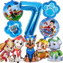 Paw Patrol Latex Balloon Foil Number Balloons Birthday Party Decorations, Happy Birthday Balloon Combination Perfect For Birthday Adult Gift Party Wall Decorative Balloon Set