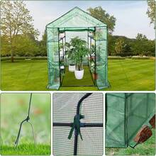 Walk-In Greenhouse For Outdoors,57 X 57 X 76''/57 X 85 X 76'' Portable Greenhouse,3 Tiers 6 Shelves Green House Kit W/ Zippered Door Anchors And Ropes, Plant Garden Hot House For Garden Patio Backyard - Green-143*143*195cm - 查看 4