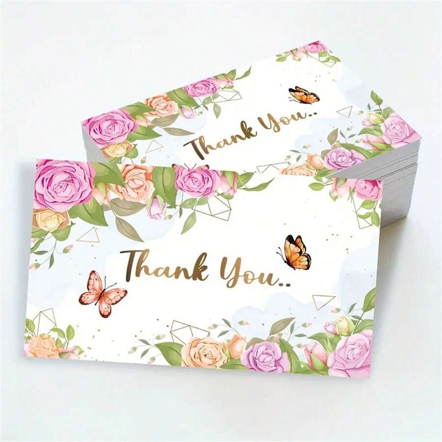 50pcs Thank You Cards, Customer Order Greeting Card, Small Business Gift Appreciation Card, Thank You Letter Card, Very Suitable For Weddings, Baby Showers And Business Use,Back To School,School Supplies - Multicolor - View 1