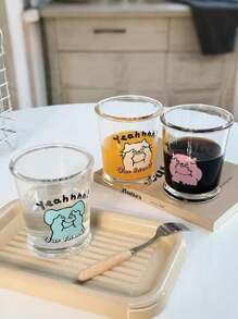 Ins Style Cartoon Glass Cup, Couples Cup/Cold Brew Cup, Coffee Cup/Single Layer Cup, Home Breakfast Milk Cup, Summer Juice Cup/Beverage Cup, Daily Use Water Cup, High Aesthetic Cute Biyeflower Enjoyment Cup