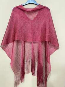 1pc Women's Fashionable & Versatile Knit Shawl Collar Poncho, Comfortable, Breathable, Suitable For Sun Protection In Spring/Summer, Can Be Worn In Multiple Occasions - Multicolor - View 22