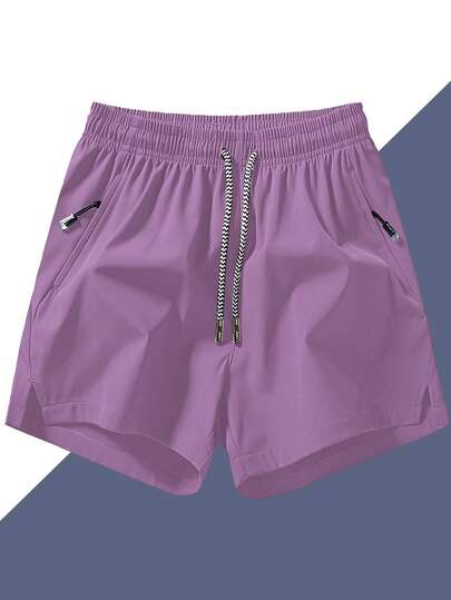 Pantalones cortos deportivos de 3 pulgadas con bolsillo con cremallera antiperidida y cintura con cordón para hombres