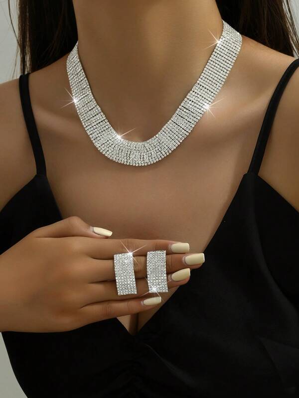 3 pièces Ensemble de collier, boucles d'oreilles et bijoux à imprimé en forme de V, accessoires de mariage et de fête, pour la saison de Thanksgiving