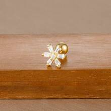 22 Styles Stainless Steel Mini Zirconia 1 Piece Stud Earring Women,Valentine's Day Earrings,18K Gold Plated Helix Screw Ball Ear Studs Tragus Cartilage Piercing Jewelry - Y20437-gold-white-1pc - View 26