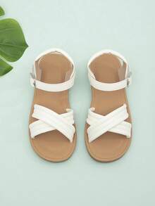 Kid's Casual Versatile Simple Decor Flat Sandals - White - View 5
