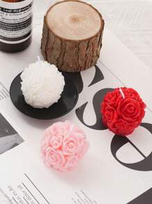 1pc Mini Rose Ball White/Red/Pink Scented Candles,Soy Wax Aromatherapy Scented Candles,Fresh Air, Enhance Home Atmosphere And Photo Environment Props,Aromatherapy Candle Decoration,For Family Bedrooms, Birthdays, Weddings, Spring,Wedding Decor,Home Decor,Gift Idea For Wedding Season, Mother's Day Creative Premium Gift