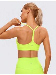 CRZ YOGA Sujetador Deportivo Mujeres Butterluxe Acolchado de Yoga Y-Espalda - Amarillo Neón - Ver 9